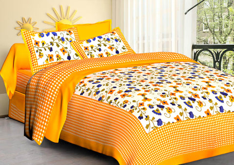 Jagmiva Designer Printed Cotton Double Bedsheet With 2 Pilow Cover