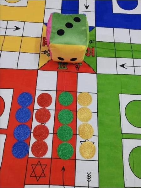 Jagmiva LUDO Game With Dice and 16 Goti Printed Cotton Double Bedsheet With  2 Pilow Cover