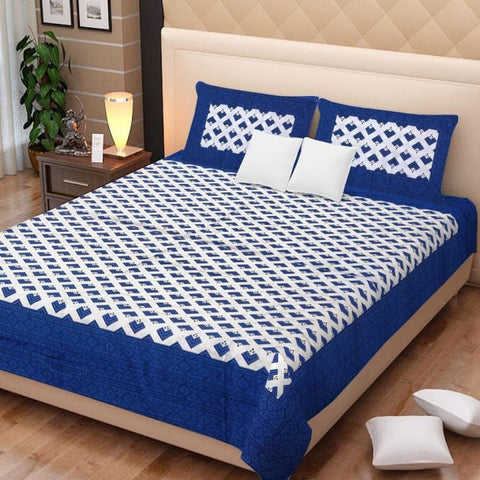 Jagmiva Designer Printed Cotton Double Bedsheet With 2 Pilow Cover