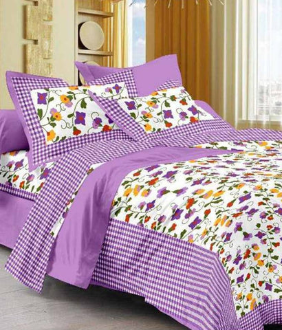 Jagmiva Floral Printed Cotton Double Bedsheet With 2 Pilow Cover